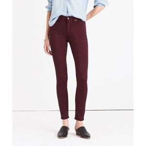 Madewell 9" High-Rise Skinny Sateen Jeans Women Stretch Burgundy 32